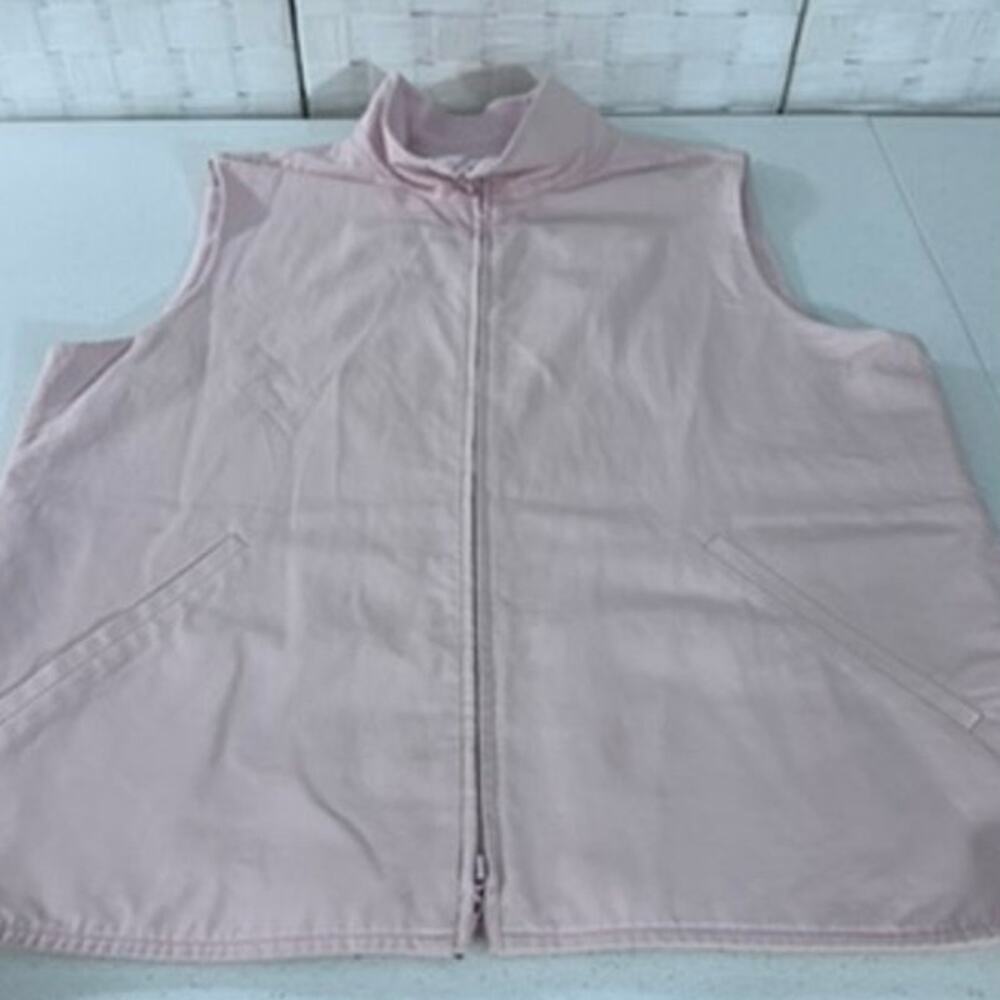 "EILEEN FISHER"‎ Pink, Cotton Vest, Zip Up, Size M, Cottage Core, Preppy, Work